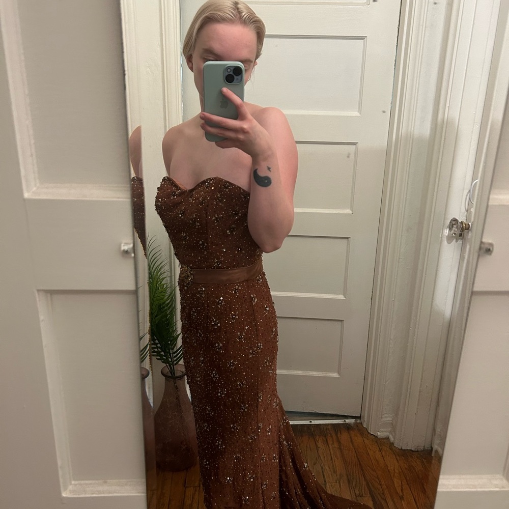 Strapless Brown beaded gown
